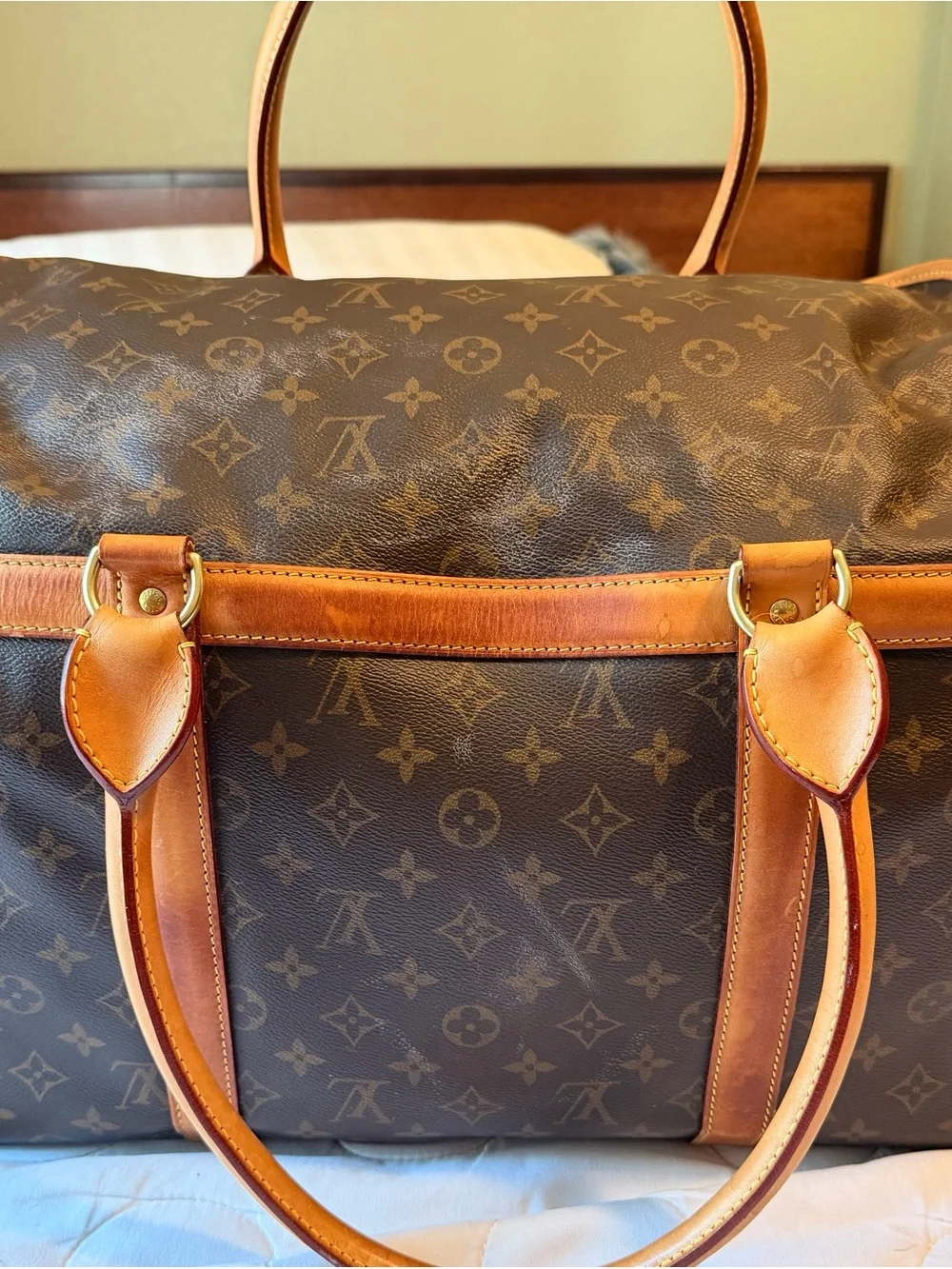 Louis Vuitton Brown Monogram Canvas Pet Carrier with Tan Leather Trim